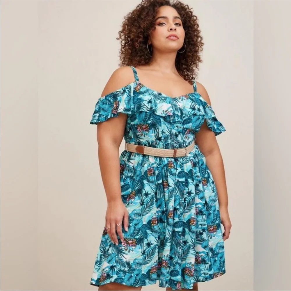 Disney Encanto Dress Torrid Womens 12/14 (0) La Casita Rainbow Tropical Pockets - Picture 1 of 10